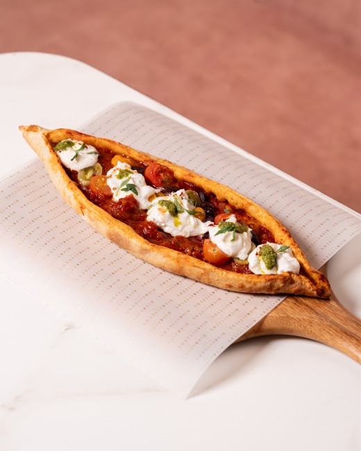 Sourdough Burrata & Cherry Tomato Pide