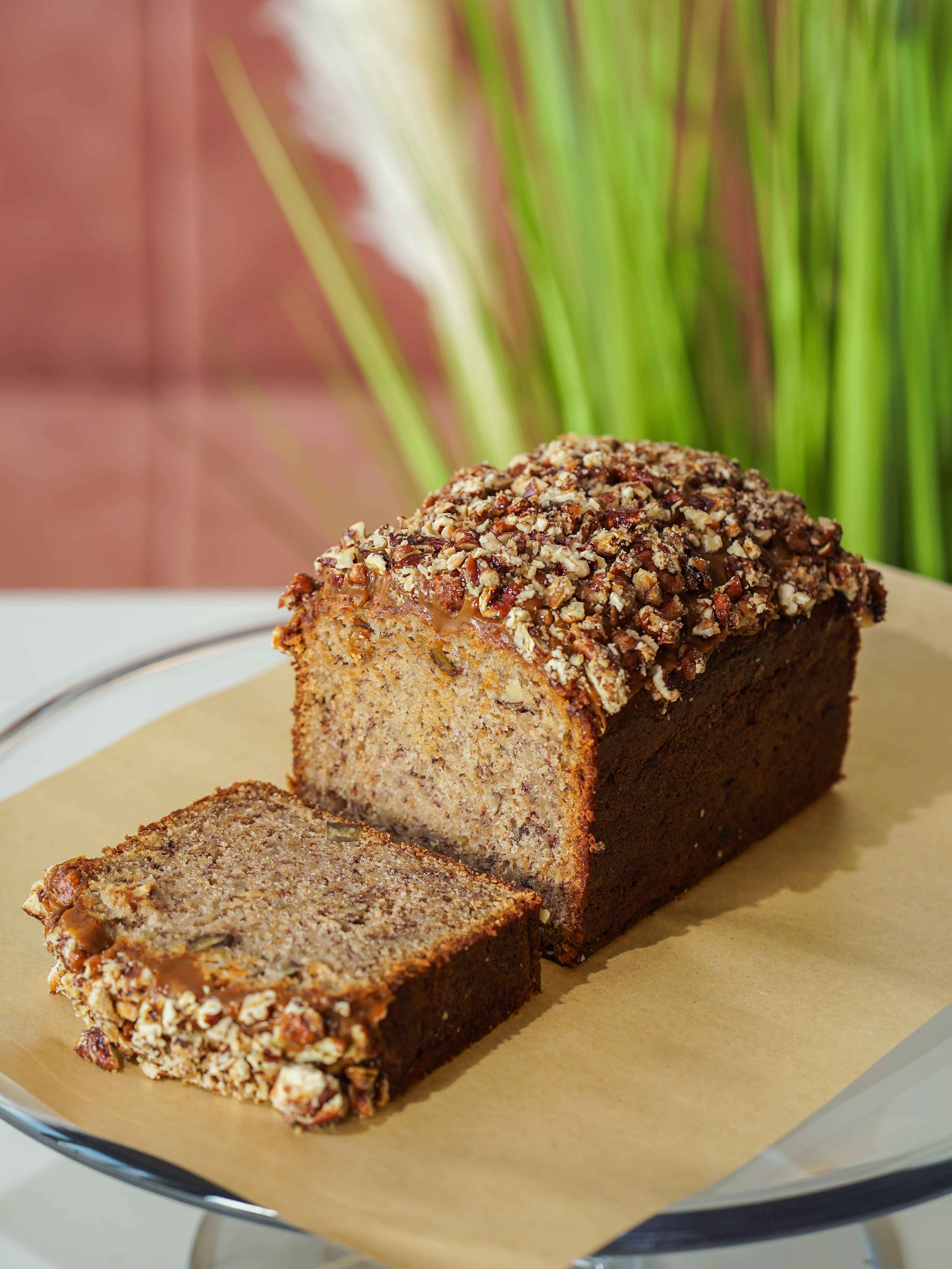 Banana & Pecan Loaf Cake Slice