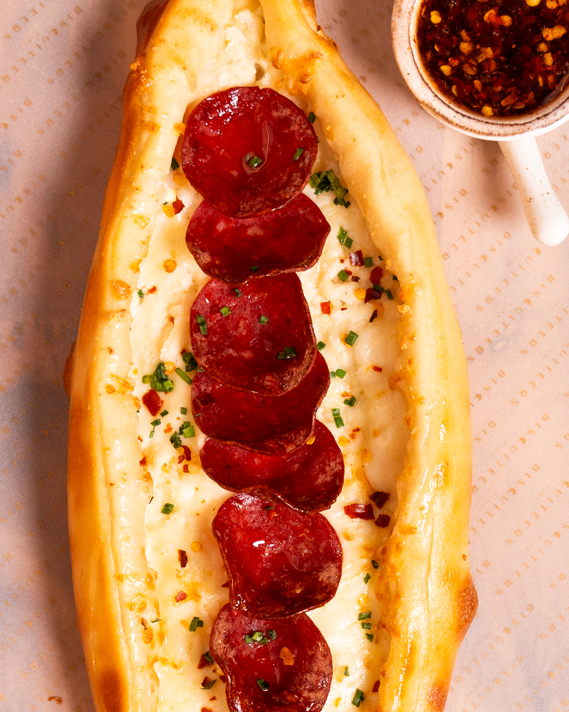 Sourdough pepperoni Hot Honey Pide